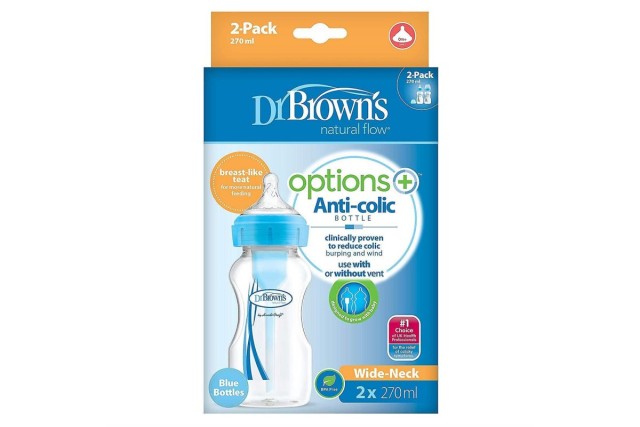 Dr Brown πλαστικό μπιμπερό Options+ Μπλε (Φ.Λ.) 270 ml 2τεμ (92602)