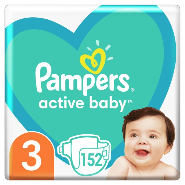 Pampers Active Baby Mega Pack No 3 (6-10kg) Βρεφικές Πάνες 152τμχ