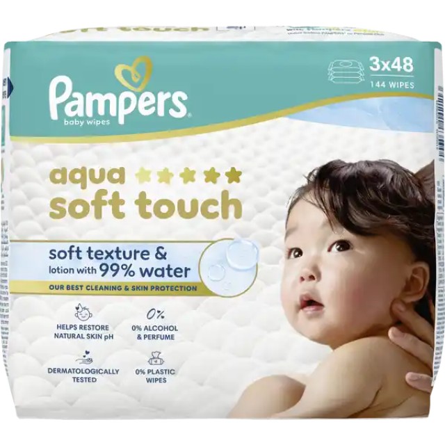 Pampers Μωρομάντηλα Aqua Soft Touch 3X48 (144τμχ)