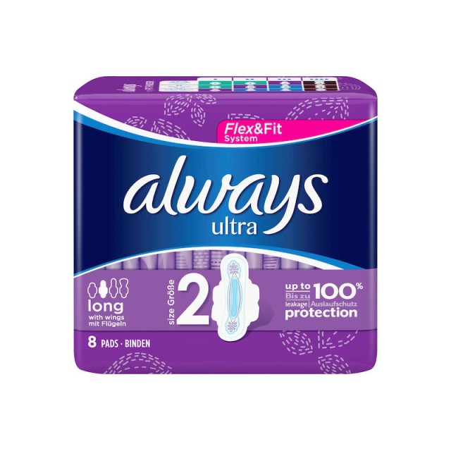 Always Ultra Long Σερβιέτες με Φτερά Μέγεθος 2 8τμχ