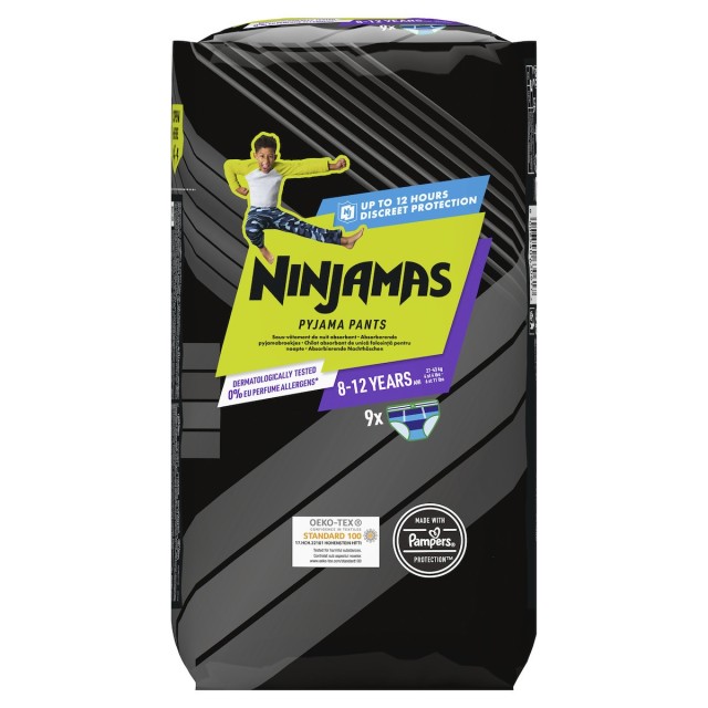Pampers Πάνες Ninjamas Pyjama Night Pants 9 τεμ. για Αγόρια 8-12 ετών (27-43kg)