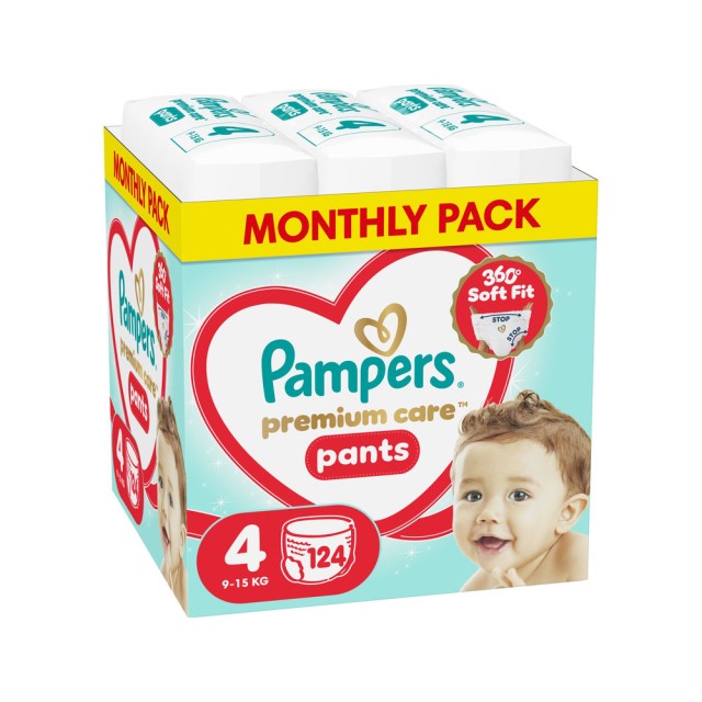 Pampers Premium Care Pants Monthly Pack No4 (9-15kg) 124τμχ