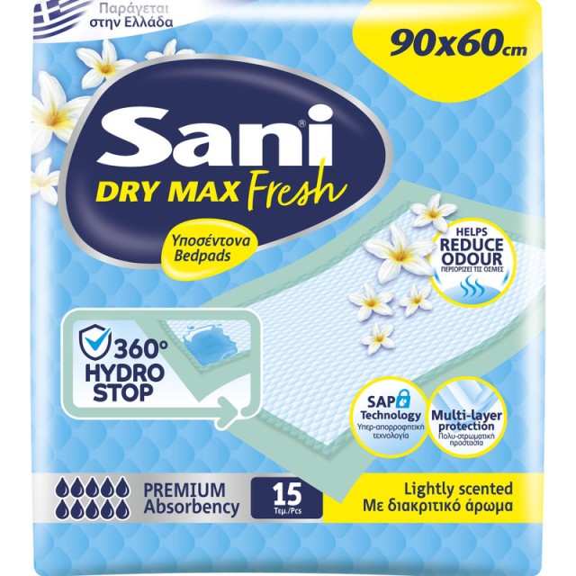 Sani Υποσέντονα Premium Drymax Fresh με Άρωμα 90x60 15τεμ