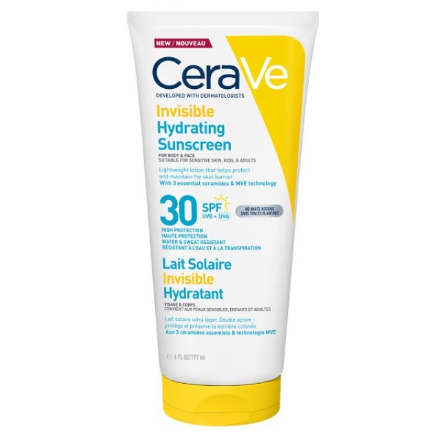 CeraVe Invisible Hydrating Sunscreen SPF30 Αντηλιακό για Πρόσωπο και Σώμα, 177ml