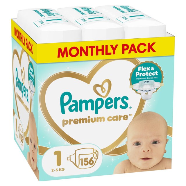 Pampers Premium Care πάνα Μέγεθος 1 (2kg-5kg) 156 Πάνες