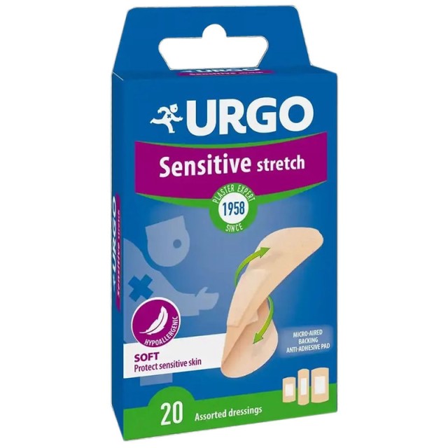 Urgo Sensitive Stretch Ελαστικά Αυτοκόλλητα Επιθέματα που Προσαρμόζονται σε Όλες τις Κινήσεις 20 τεμάχια