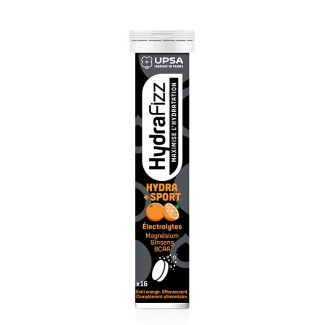 Upsa HydraFizz Hydra+Sport Ηλεκτρολύτες 16 Αναβράζοντα Δισκία με Γεύση Πορτοκάλι