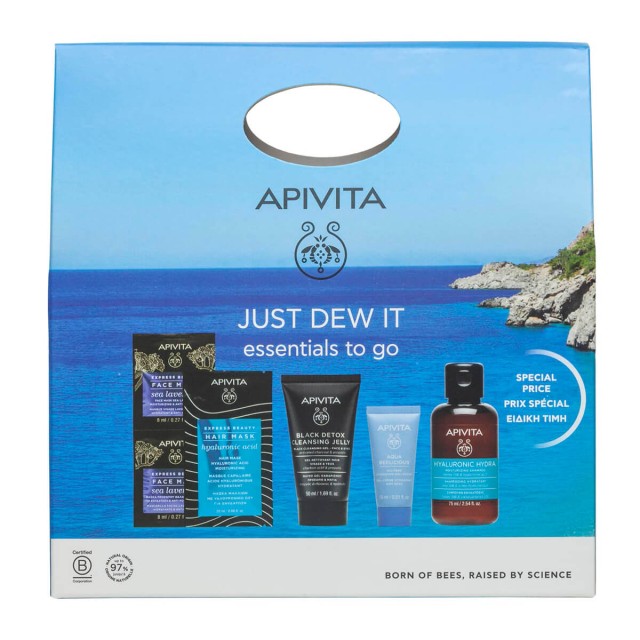 Apivita Just Dew It Travel Set για Ενυδάτωση & Καθαρισμό Προσώπου 5τμχ