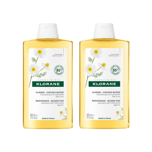 Klorane Promo Camomille Shampoo Σαμπουάν με Χαμομήλι για Ξανθά Μαλλιά 2x400ml (-50% στο Δεύτερο Προϊόν)