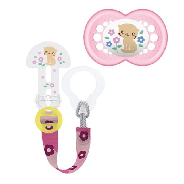 Clip It & Original - Πιπίλα Σιλικόνης 6m+ & Κλιπ Πιπίλα Κορίτσι 6-16m 319SG