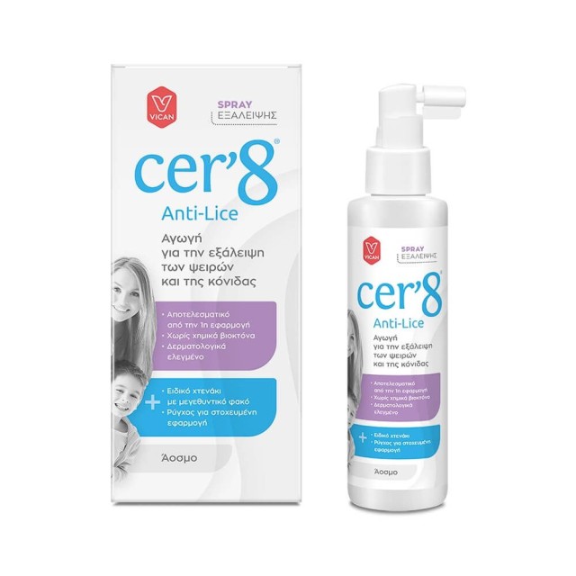 Vican Cer8 Anti Lice Spray Αγωγή Εξάλειψης των Ψειρών & της Κόνιδας 125ml