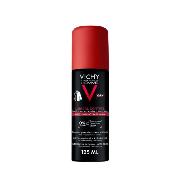 Vichy Homme Clinical Control Αποσμητικό Σπρέι για 96ώρες προστασίας 125ml