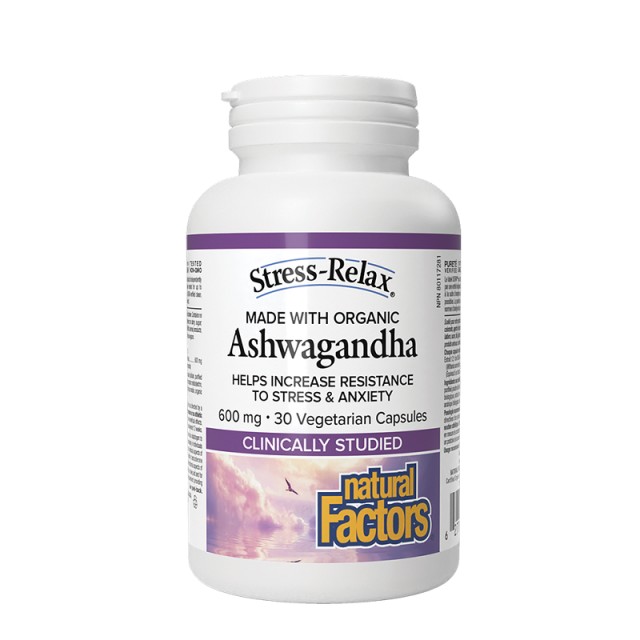 Natural Factors Ashwagandha 600mg για το Άγχος & το Στρες 30 Φυτικές Κάψουλες