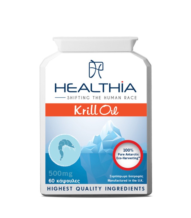 Healthia Krill Oil 500mg Συμπλήρωμα Διατροφής για την Χοληστερίνη 60 κάψουλες