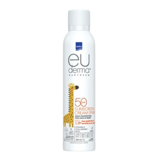 InterMed Euderma Sunscreen Cream Spray SPF50 Παιδική Αντηλιακή Κρέμα 200ml