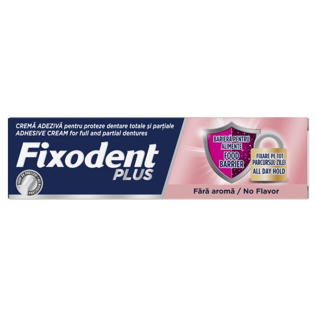 Fixodent Plus Food Barrier Στερεωτική Κρέμα για Ολικές & Μερικές Τεχνητές Οδοντοστοιχίες Χωρίς Γεύση 40g