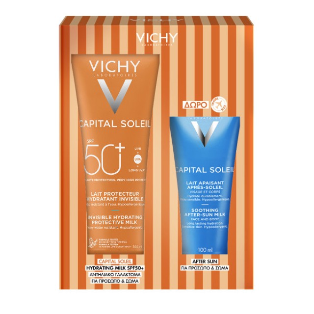 Vichy Promo Pack Capital Soleil Ενυδατικό Αντηλιακό Γαλάκτωμα Σώματος SPF50+ 300ml + ΔΩΡΟ After Sun για Πρόσωπο & Σώμα 100ml
