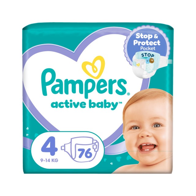 Pampers Active Baby Dry No 4+ (10-15kg) Giant Box Πάνες 76τμχ