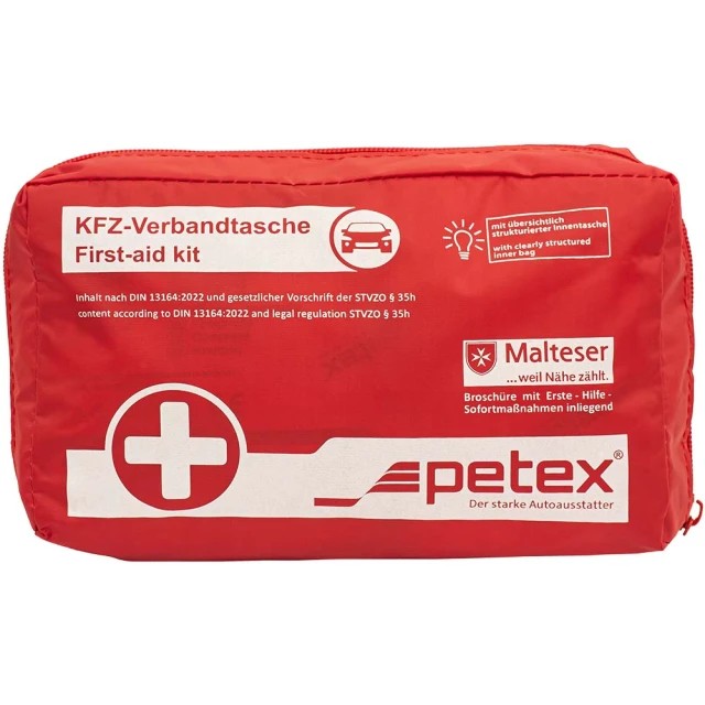 Petex Φαρμακείο Αυτοκινήτου Πρώτων Βοηθειών με Εξοπλισμό και Πιστοποίηση DIN 13164:2022