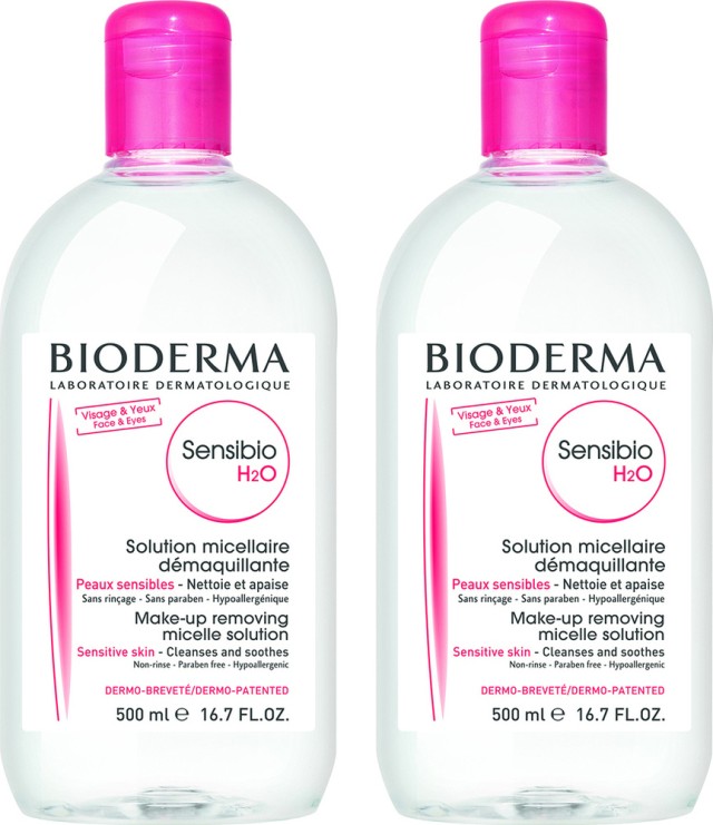 Bioderma Sensibio H2O 500ml Καθαρίζει Απαλά και Αφαιρεί το Μακιγιάζ 1+1 ΔΩΡΟ	