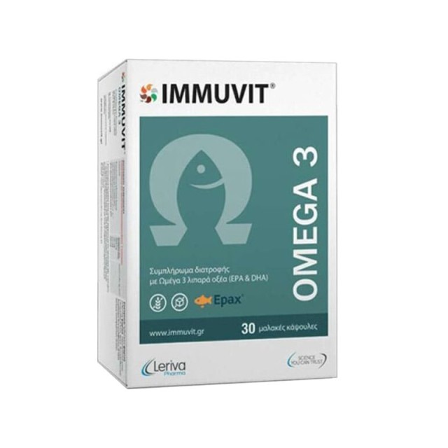 Leriva Pharma Immuvit Omega 3 Συμπλήρωμα Διατροφής με Ιχθυέλαιο Πλούσιο σε Ωμέγα-3 Λιπαρά Οξέα 30caps