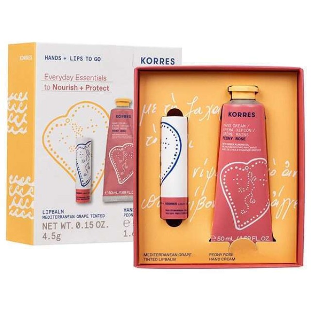 Korres Promo Pack Moisturizing Care to Go Peony Rose Κρέμα Χεριών 50ml & Balm Χειλιών Grape Tinted 4.5gr