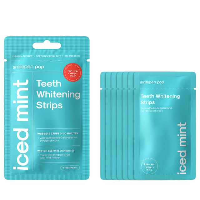 Smilepen Pop Teeth Whitening Strips Iced Mint Ταινίες Λεύκανσης Δοντιών με Γεύση Μέντα 7 τεμάχια
