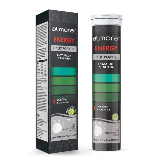 Almora Plus Energy Ηλεκτρολύτες για Ενέργεια & Ενυδάτωση του Οργανισμού, Γεύση Lime 25 αναβράζοντα δισκία
