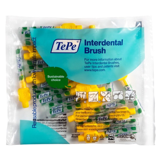 TePe Interdental Brush 0.7mm Μεσοδόντια Βουρτσάκια σε Κίτρινο Χρώμα , 20 τεμάχια