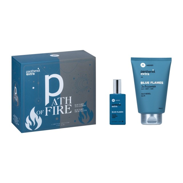 Panthenol Extra Men Promo Pack Path of Fire Blue Flames 3in1 Cleanser 200ml & Blue Flames Eau De Toilette 50ml