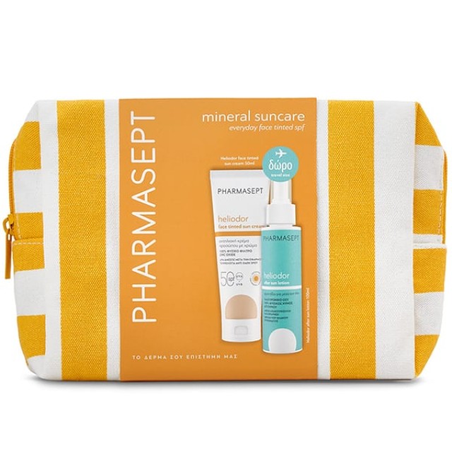 Pharmasept Promo Heliodor Face Tinted Sun Cream Αντηλιακή Κρέμα Προσώπου με Χρώμα SPF50, 50ml & Travel Size Heliodor After Sun Lotion 100ml & Νεσεσέρ