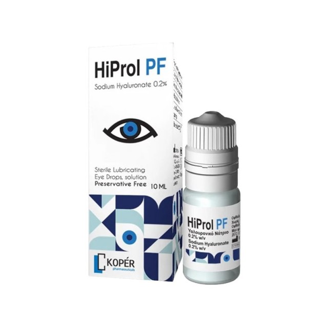 HiProl PF Sodium Hyaluronate 0,2% Drops Στείρες Λιπαντικές Οφθαλμικές Σταγόνες με Υαλουρονικό Νάτριο 0,2%, 10ml