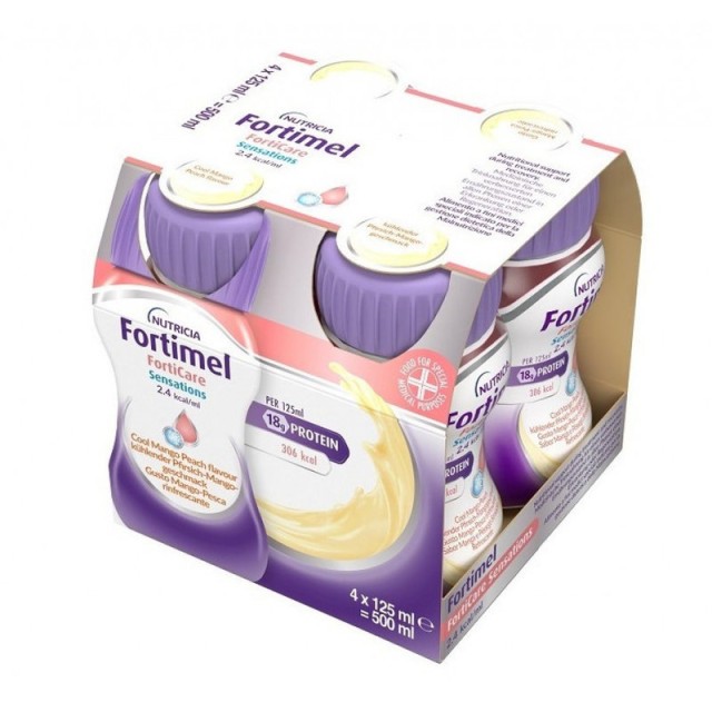 Nutricia Fortimel Forticare Sensations 2.4kcal με Γεύση Μάνγκο και Ροδάκινο 4x125ml