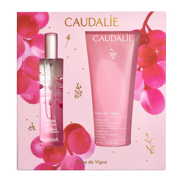 Caudalie Xmas Pack Rose Des Vigne Fresh Fragrance Ρομαντικό Άρωμα 50ml & Rose de Vigne Shower Gel-Τζελ Καθαρισμού 200ml
