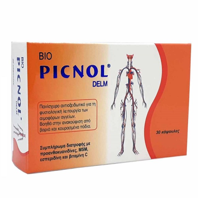 Medichrom Bio Picnol Delm Αντιοξειδωτικό για Βελτίωση Κυκλοφορίας & Κουρασμένα Πόδια 30 κάψουλες