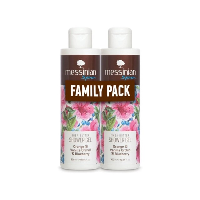 Messinian Spa Promo Shower Gel Orange, Vanilla Orchid & Blueberry Αφρόλουτρο με Πορτοκάλι, Βανίλια Ορχιδέα και Μύρτιλο 2x300ml