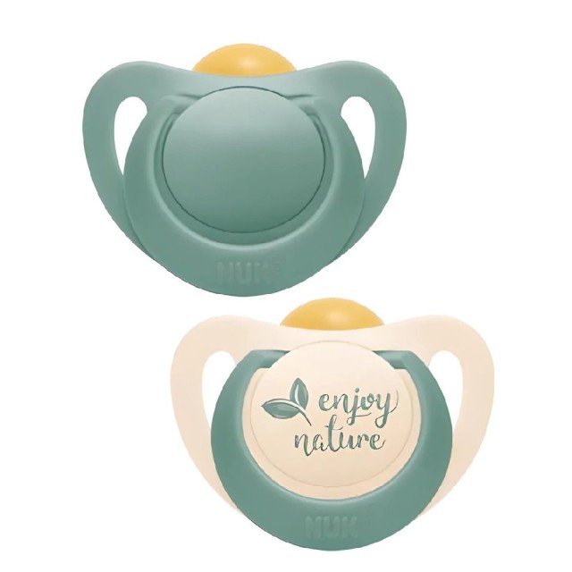 Nuk For Nature Πιπίλα Latex από 98% Φυσικές Πρώτες Ύλες 0-6m Μπεζ - Πράσινο, 2τμχ (10.726.083)