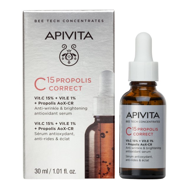 Apivita C15 Propolis Correct Αντιγηραντικό Serum Προσώπου με Βιταμίνη C & Βιταμίνη E για Αποτοξίνωση & Λάμψη 30ml