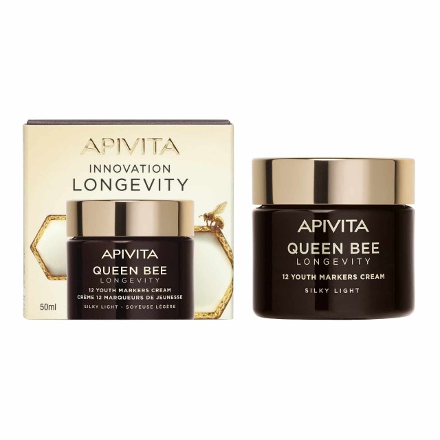 Apivita Queen Bee Longevity Light Day Cream Ελαφριά Μεταξένια Κρέμα για Δράση σε 12 Δείκτες Νεότητας 50ml