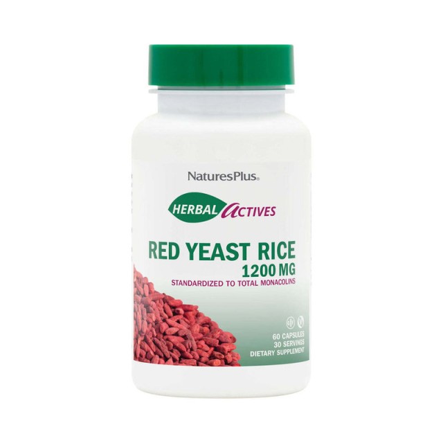 Natures Plus Herbal Actives Red Yeast Rice 1200mg για Μείωση της Χοληστερίνης 60 Φυτικές Κάψουλες