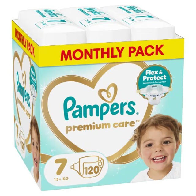 Πάνες Pampers Premium Care Monthly Pack Νο7 (15+kg) 120τμχ