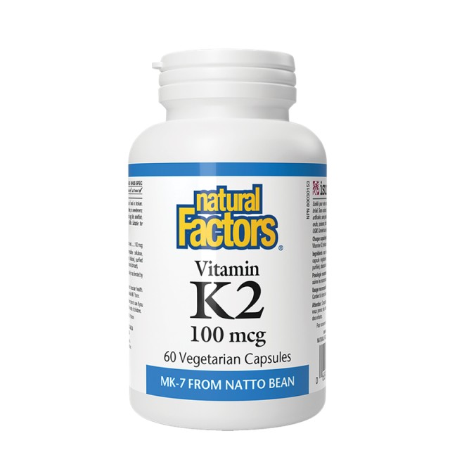 Natural Factors Vitamin K2 100mcg για την Ενίσχυση των Οστών 60 Φυτικές Κάψουλες