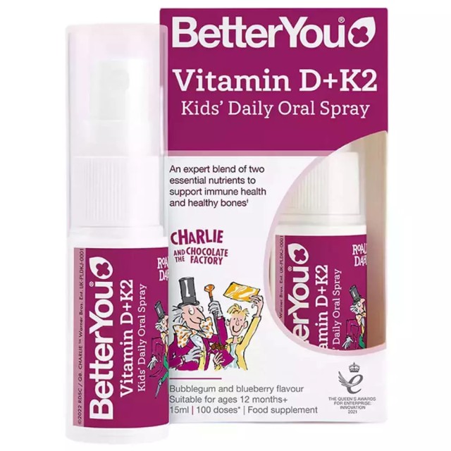 BetterYou Vitamin D+K2 Βιταμίνη Oral Spray για Ενίσχυση του Ανοσοποιητικού & την Υγεία των Οστών 15ml