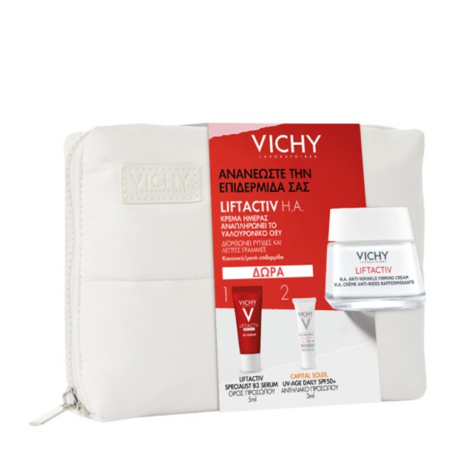 Vichy Promo Pack Liftactiv H.A. Κρέμα Προσώπου Ημέρας 50ml & Δώρο Liftactiv Specialist B3 Serum 5ml & Capital Soleil UV Age Daily SPF50+ 3ml & Μοντέρνο Τσαντάκι