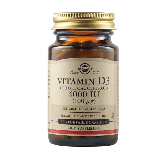 Solgar Vitamin D3 (Cholecalciferol) 4000 IU 60 φυτοκάψουλες