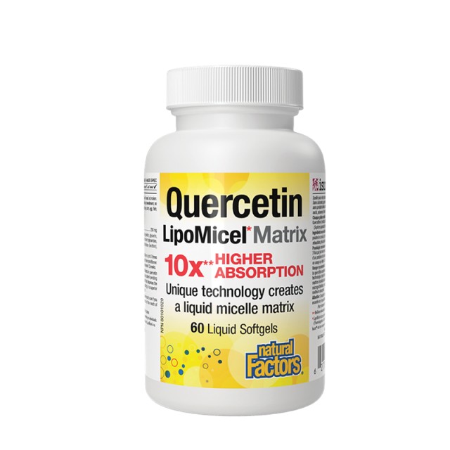 Natural Factors Quercetin, Lipomicel Matrix Αντιοξειδωτικό Συμπλήρωμα Διατροφής 60 Μαλακές Κάψουλες