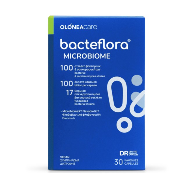 Olonea Bacteflora Microbiome Συνδυασμός Προβιοτικών & Πρεβιοτικών 30 φυτικές κάψουλες