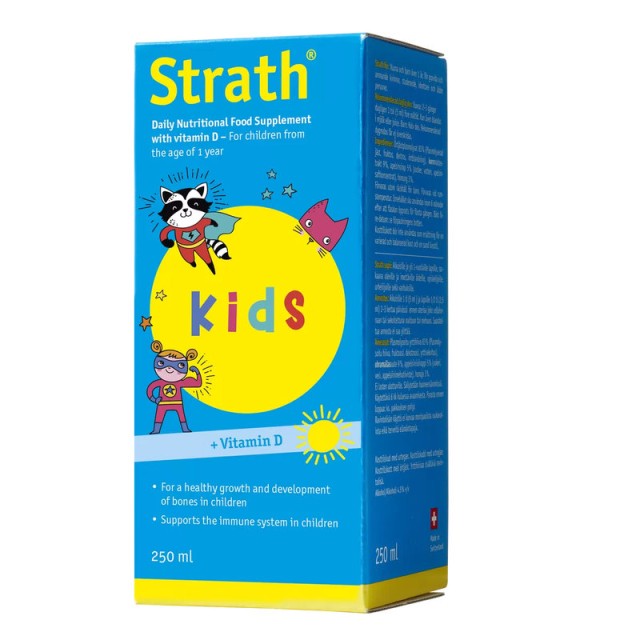 Strath Kids Vitamin D Πολυβιταμινούχο Φυσικό Σιρόπι από Φυτική Μαγιά, Βοτανικά Εκχυλίσματα και Βιταμίνη D 250ml