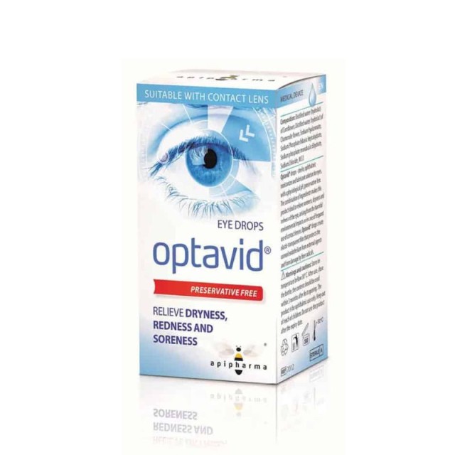 Uplab Optavid Eye Drops Οφθαλμικές Λιπαντικές Σταγόνες με Υαλουρονικό Οξύ Για Ενυδάτωση, 10ml