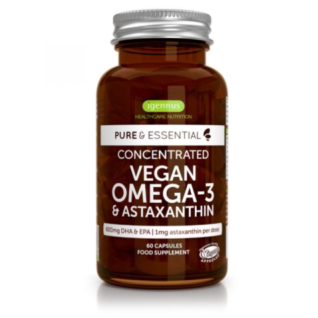 Igennus Pure & Essential Vegan Omega-3 & Astaxanthin Συμπλήρωμα Διατροφής με Ομέγα-3 60 μαλακές κάψουλες